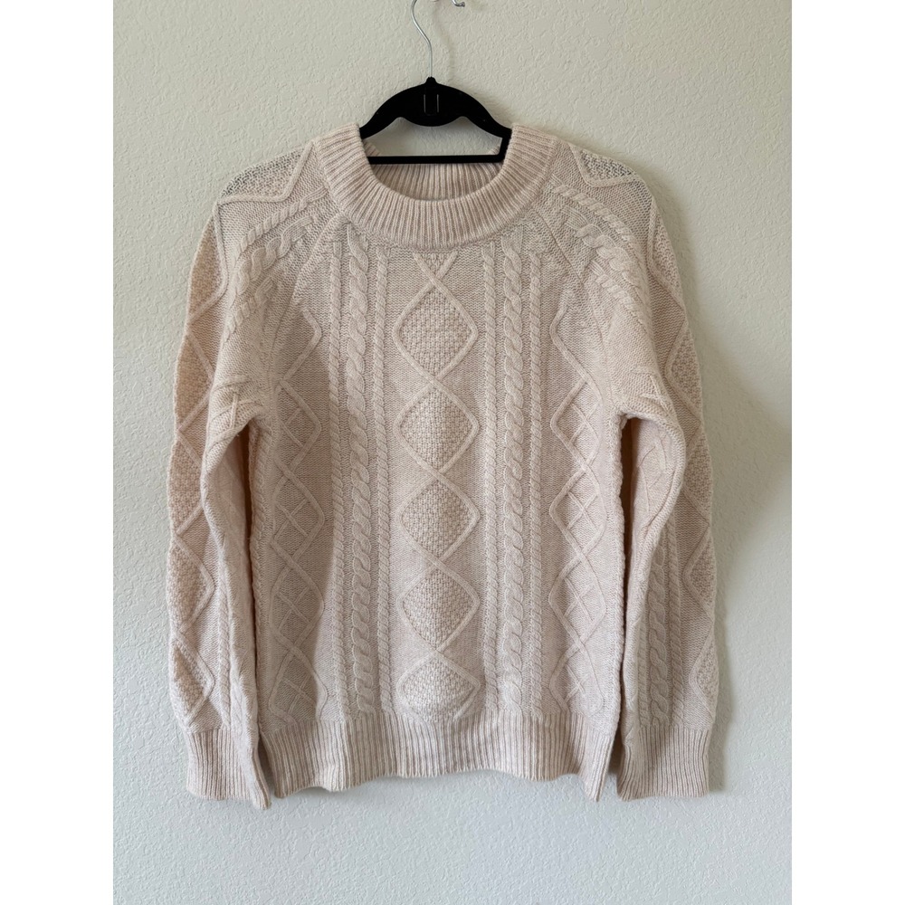 Liny Xin Womens Cream 100% Superfine Merino Wool Cable Knit Sweater Size Small